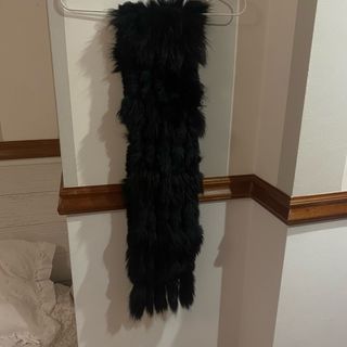 Bufanda Piel Zorro y Conejo Negra