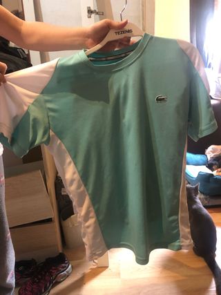 Chándal corto Lacoste turquesa y blanco