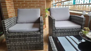 Conjunto Terraza Mimbre y Cristal