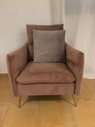 Sofá rosa y gris como nuevo