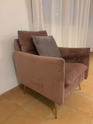 Sofá rosa y gris como nuevo