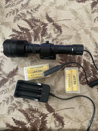 Linterna LED con cargador y baterías