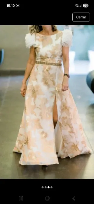 Vestido de fiesta dorado y blanco