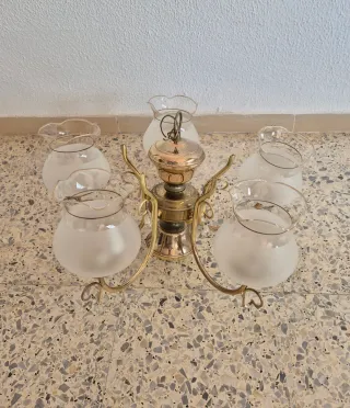 Lámpara araña dorada cristal