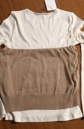 Camiseta combinada corset blanco y marrón