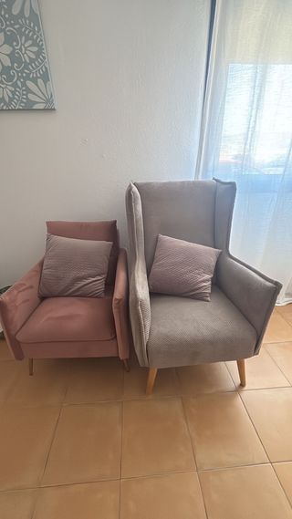Sillón gris de tela como nuevo.