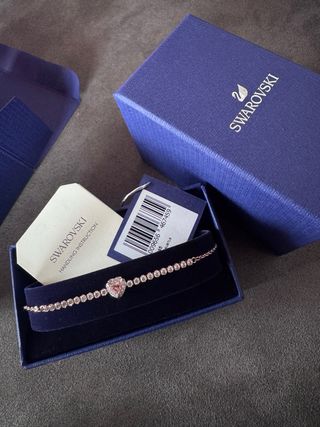 Pulsera Swarovski Corazón Rosa y Circonitas