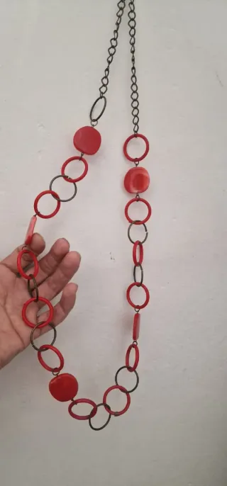 Collar BoHo Largo Rojo