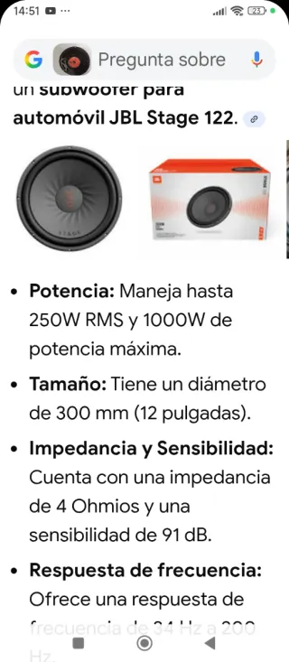 OCASIÓN!!Subwoofer STAGE. 122 Negro