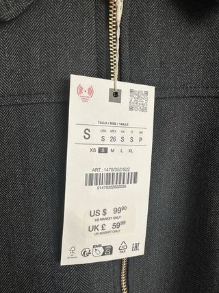 Zara Chaqueta Crop Cremallera Mujer Talla S