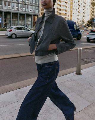 Zara Chaqueta Crop Cremallera Mujer Talla S