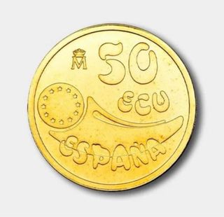 Moneda 50 ecus oro 1989 Felipe II