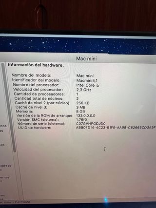 Mac mini (mediados 2011) Intel core i5