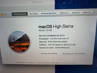 Mac mini (mediados 2011) Intel core i5