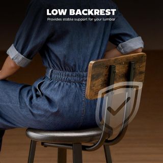 Set di 2 Sgabelli da Bar con Schienale, Sgabelli da Cucina in Similpelle con Poggiapiedi, Sedie da Bar Stile Industriale per Soggiorno, Sala da Pranzo, Cucina, Marrone Rustico