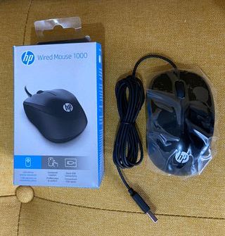 Ratón HP Wired Mouse 1000 Negro (NUEVO, SIN USAR)