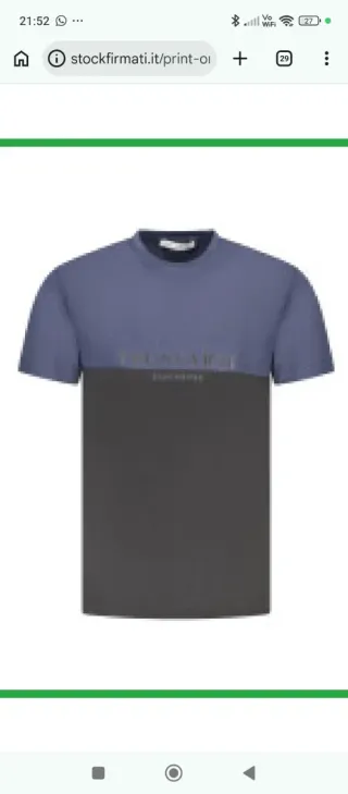 T-shirt Trussardi Jeans Uomo Cotone Blu/Grigio