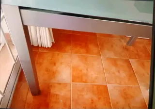 Mesa de cocina cristal y metal gris 120x70