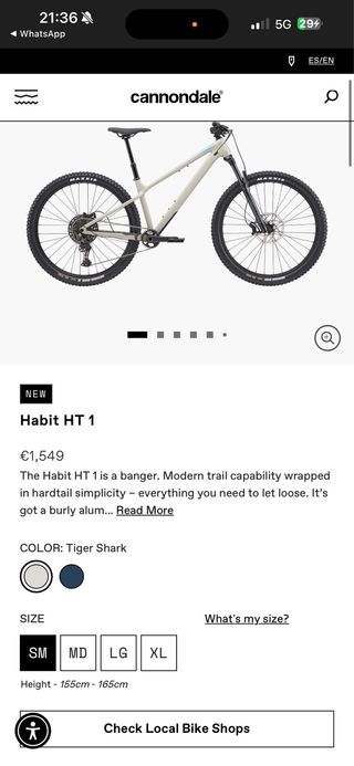 Bicicleta Cannondale Habit HT1 talla S usado 3 mes