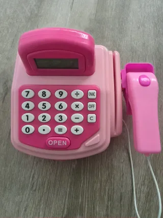 Máquina registradora rosa de juguete
