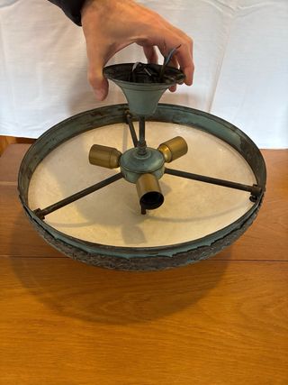 Lámpara semiplafón bronce verde y cristal