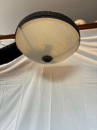 Lámpara semiplafón bronce verde y cristal