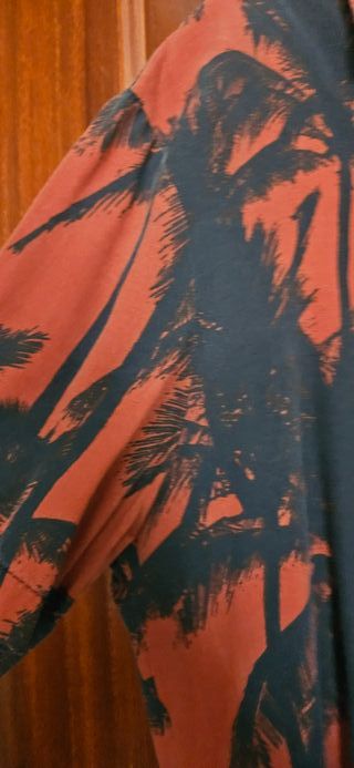 Camisa Yaliss Estampado Palmeras Naranja Negra