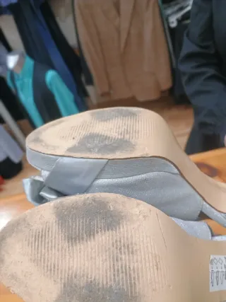 Sandalias tacón plateadas Alex Silva T40