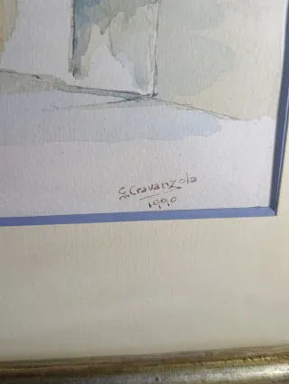 Coppia quadri acquerello con cornice