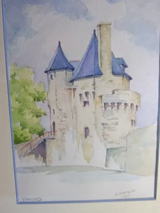 Coppia quadri acquerello con cornice