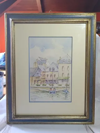 Coppia quadri acquerello con cornice