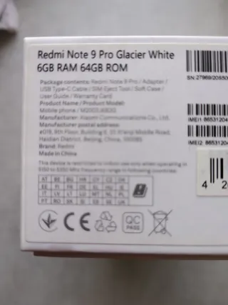 Xiaomi Redmi Note 9 Pro Bianco