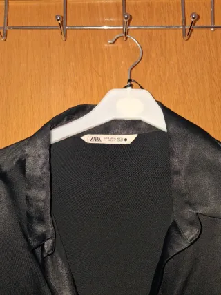 Camisa Zara Drapeada fruncida satinada Negra