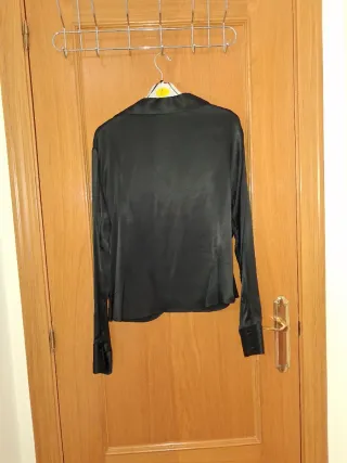 Camisa Zara Drapeada fruncida satinada Negra