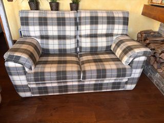 Sofá 2 plazas tela estilo rústico