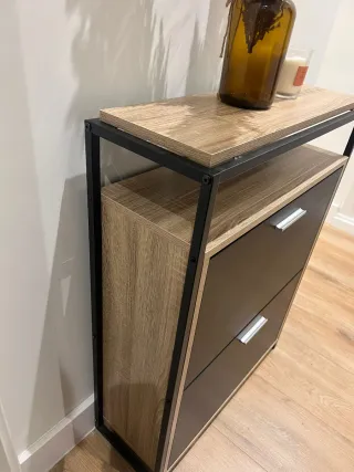 Zapatero 2 cajones madera y metal
