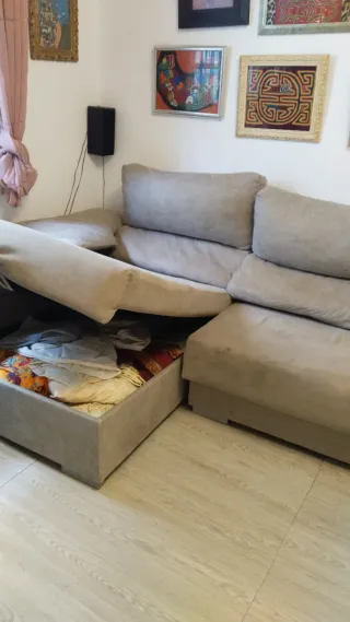 Sofá modular beige de tela