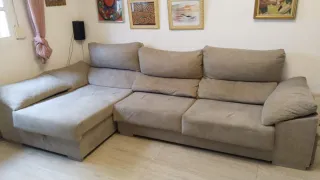 Sofá modular beige de tela