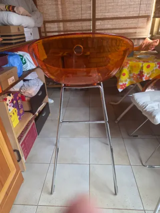 Taburete Pedrali Naranja y Plata