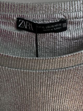 Camiseta Zara Plateada Talla XL