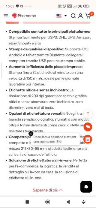 Stampante per Etichette di Spedizione Phomemo