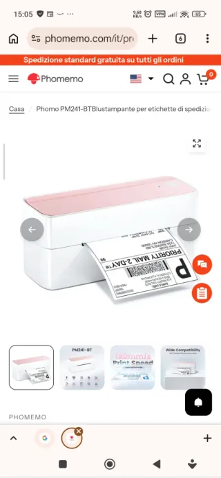Stampante per Etichette di Spedizione Phomemo