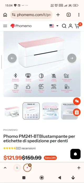 Stampante per Etichette di Spedizione Phomemo