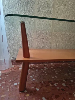 Mesa Centro Cristal y Madera Nórdica