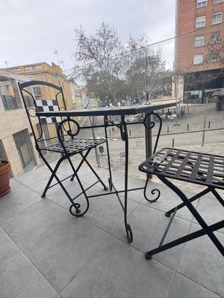 Mesa y Sillas Hierro Balcón Ajedrez