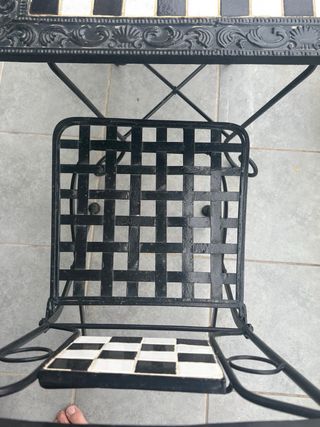 Mesa y Sillas Hierro Balcón Ajedrez