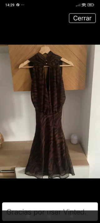 Vestido Zara Marrón Animal Print Talla XS