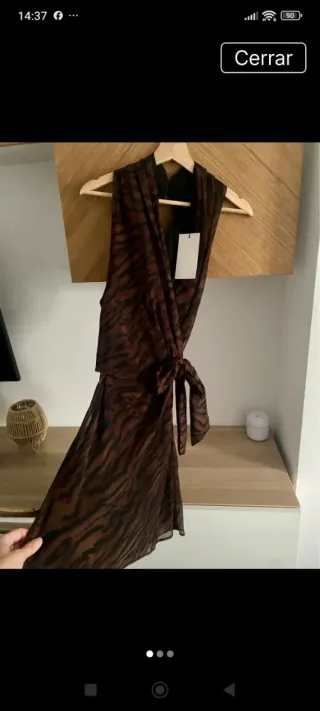 Vestido Zara Marrón Animal Print Talla XS