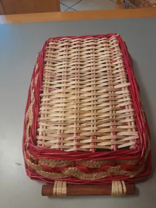 Cesto portafrutta vimini e legno