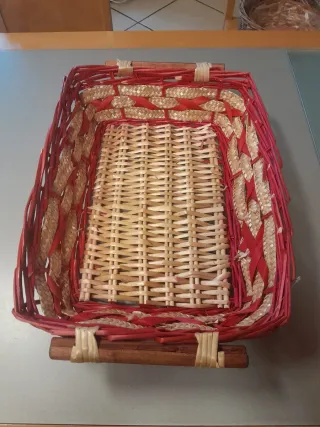 Cesto portafrutta vimini e legno